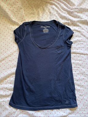 Aeropostale Navy Crew Neck Logo Tee